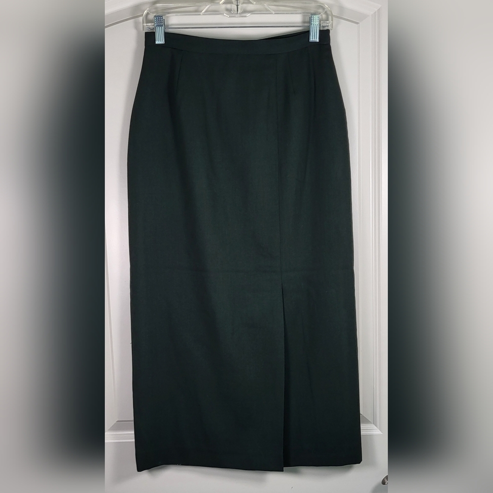Vintage Petite Sophisticate Forest Green Wool Lined Pencil Skirt | Size 8